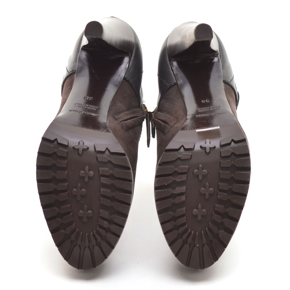 Giorgio Armani Brown Leather High Heel Buckle Bootie 38 - Picture 6 of 9